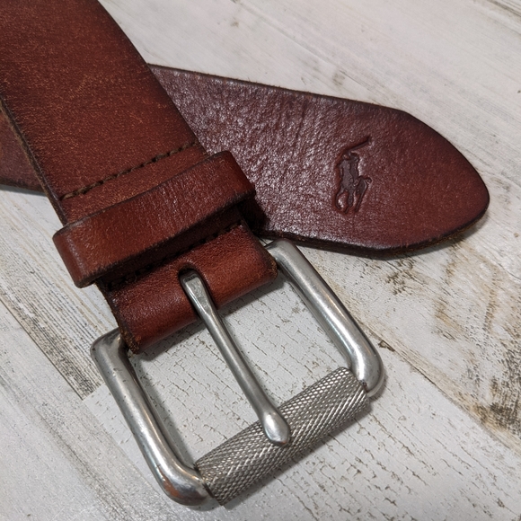 Vintage Polo Ralph Lauren brown leather belt 40 - Picture 3 of 9